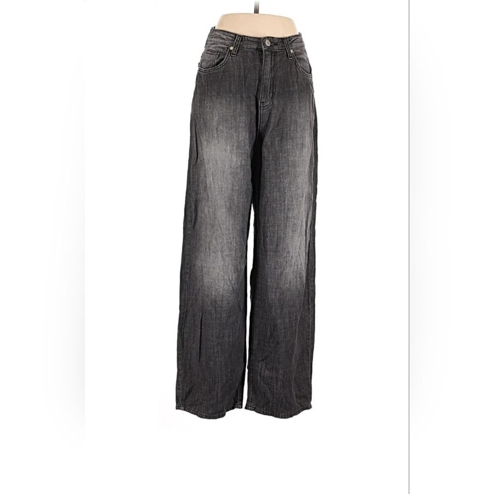 1ONE Chaser Wide Leg Jeans Womens 28 Black Baggy Streetwear Y2K Skater Denim